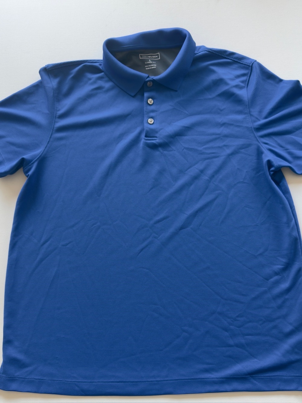 EUC Men's Van Heusen Blue Performance Polyester Short Sleeve Collared Polo (M)